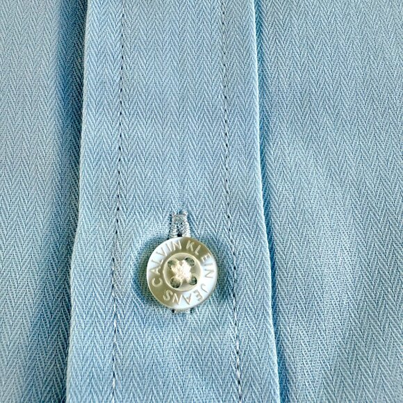 Calvin Klein Jeans Light Blue Boys Button Up Short Sleeve Shirt Medium 10/12 - Picture 6 of 7